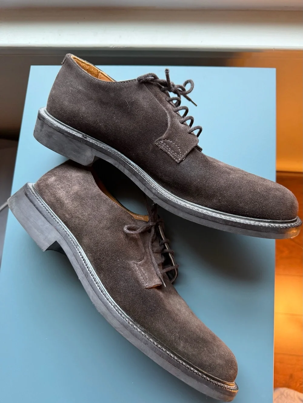 J. Crew Men's Dark Brown Suede Ludlow Derby lace-up work or school shoes